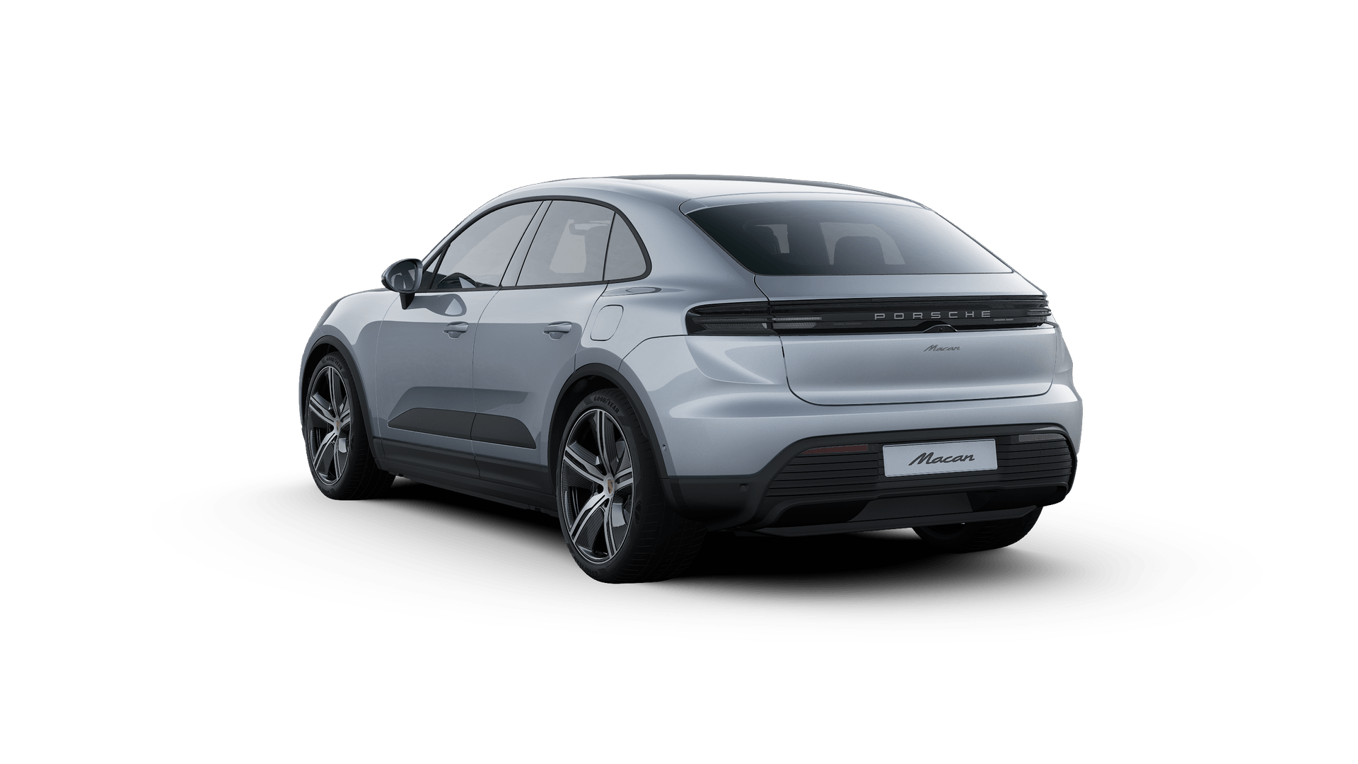 Macan 的外景，显示汽车的背面和左侧